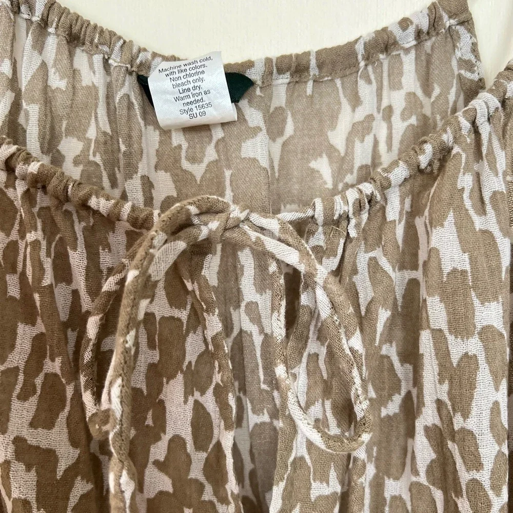 J.Crew Women Top Small Brown Leopard Print Drawstring Halter‎ Gauzy Cinched BOHO